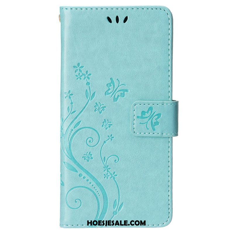 Folio-hoesje voor iPhone 15 Bloemen Met Koord