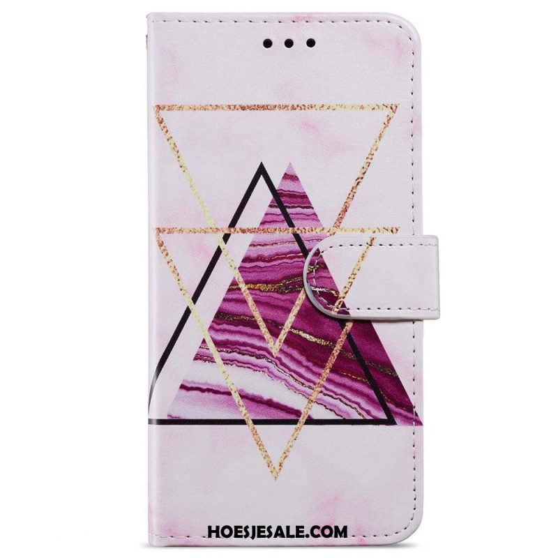 Folio-hoesje voor iPhone 15 Plus Met Ketting Marmeren Band