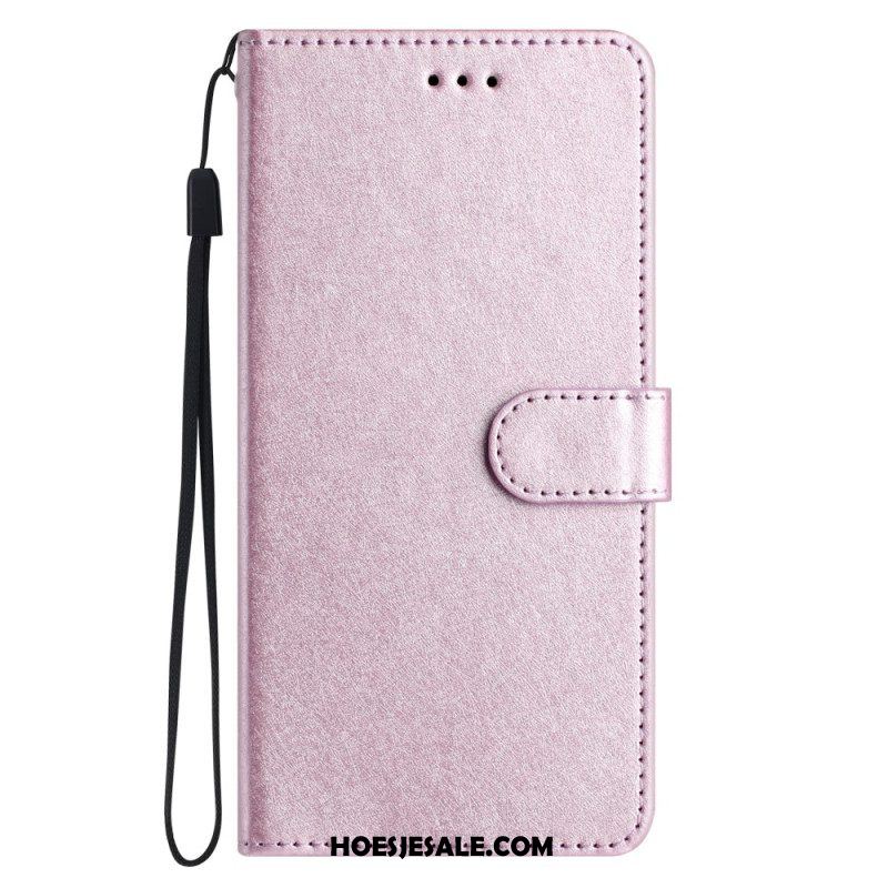 Folio-hoesje voor iPhone 15 Plus Met Ketting Pastel Met Riempje