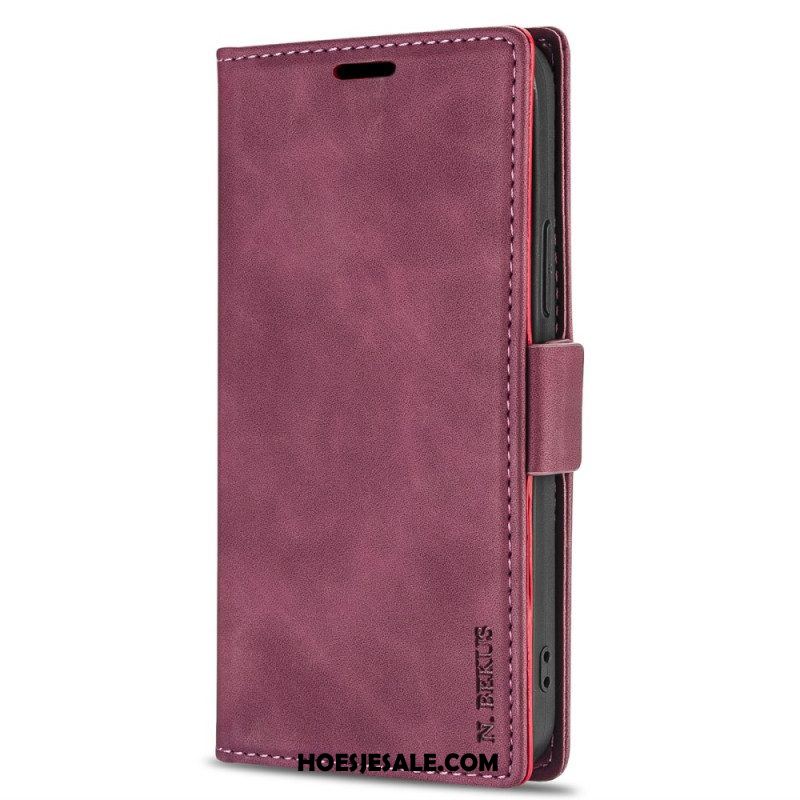 Folio-hoesje voor iPhone 15 Plus N.bekus Ledereffect