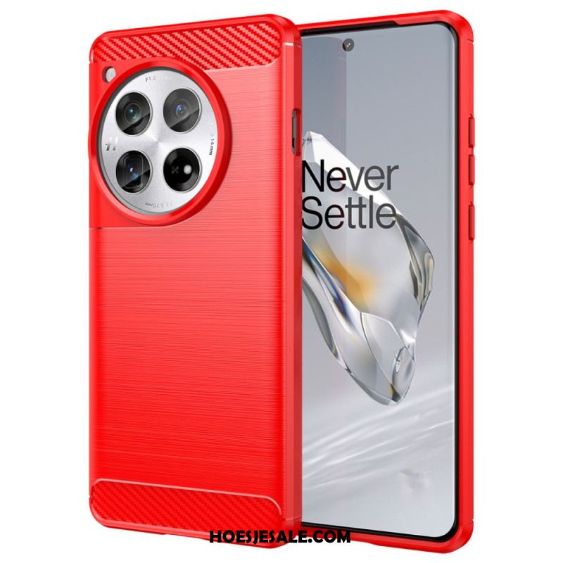 Hoesje Oneplus 12 5g Geborstelde Koolstofvezel Bescherming Hoesje