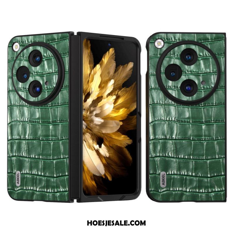 Hoesje Oneplus Open Krokodillenleereffect Abeel Bescherming Hoesje