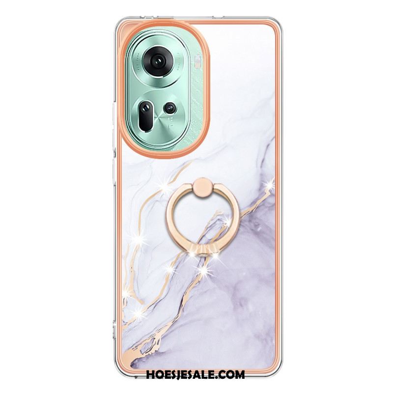 Hoesje Oppo Reno 11 5g Marmeren Design Steunring Bescherming Hoesje