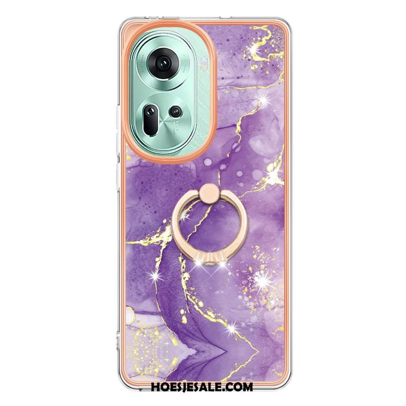 Hoesje Oppo Reno 11 5g Marmeren Design Steunring Bescherming Hoesje