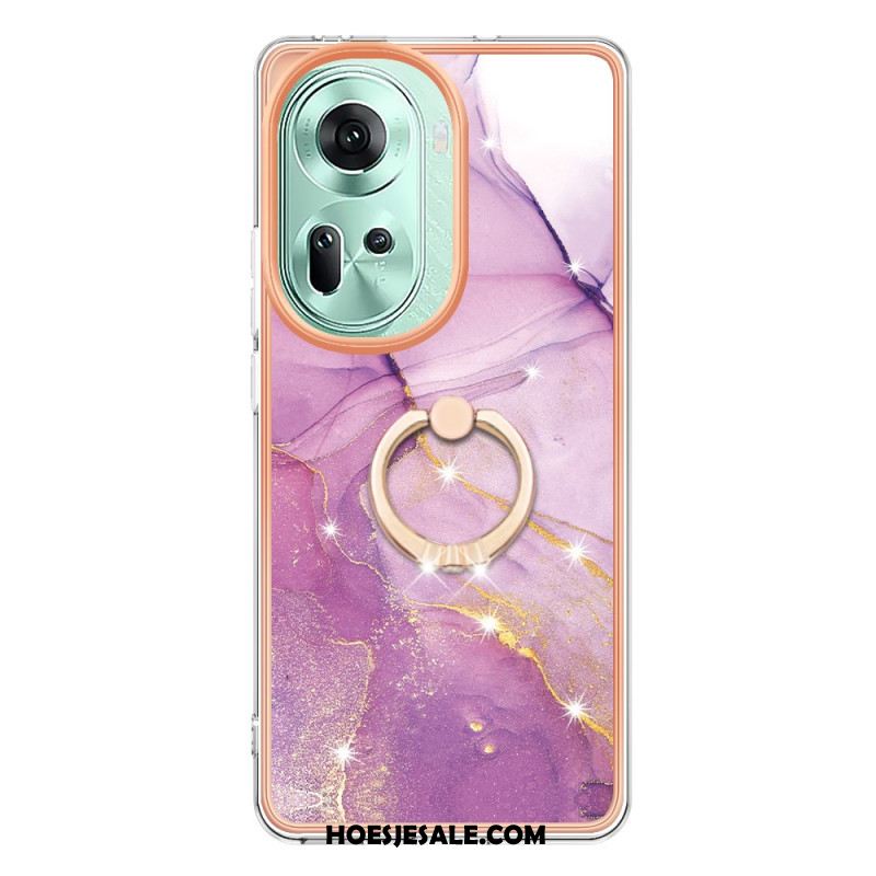 Hoesje Oppo Reno 11 5g Marmeren Design Steunring Bescherming Hoesje