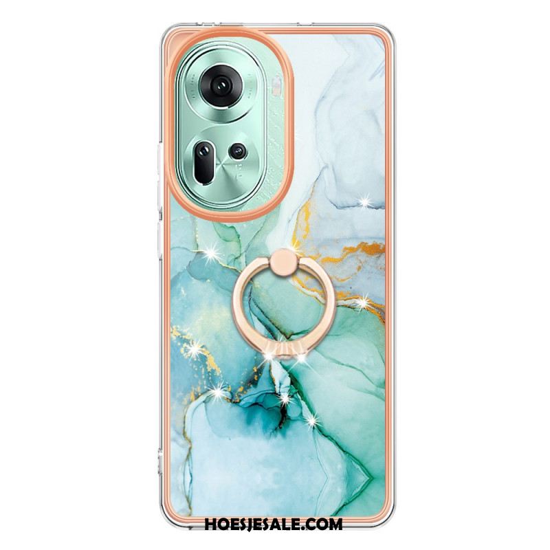 Hoesje Oppo Reno 11 5g Marmeren Design Steunring Bescherming Hoesje