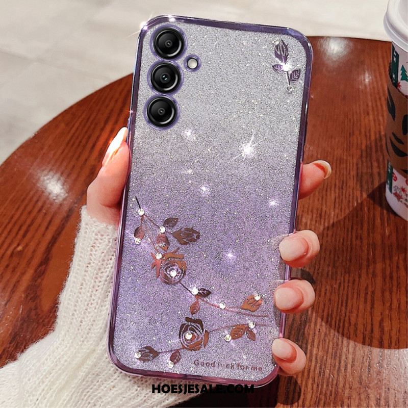 Hoesje Samsung Galaxy S24 Plus 5g Glitter En Bloemen Kadem Bescherming Hoesje