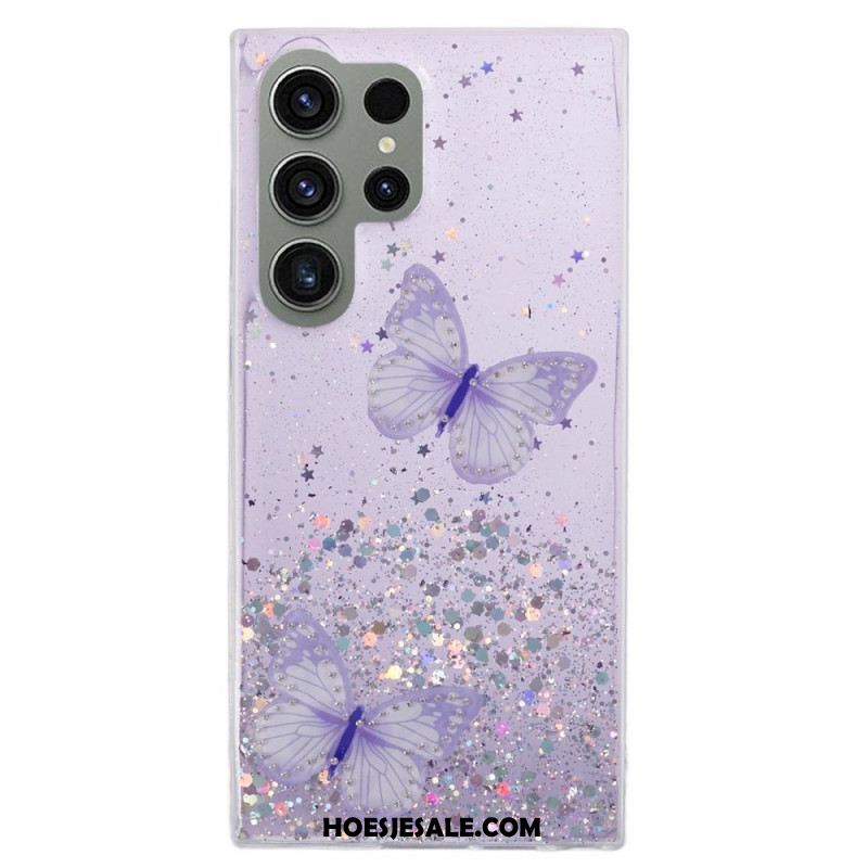 Hoesje Samsung Galaxy S24 Ultra 5g Glitter Met Vlinders