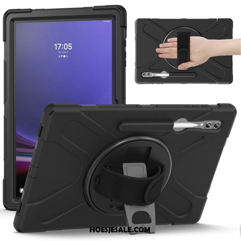 Hoesje Samsung Galaxy Tab S9 Ultra Drievoudige Beschermingsband En Steun Bescherming Hoesje