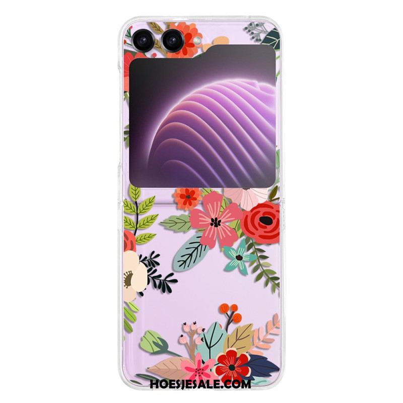 Hoesje Samsung Galaxy Z Flip 5 Transparante Bloemen