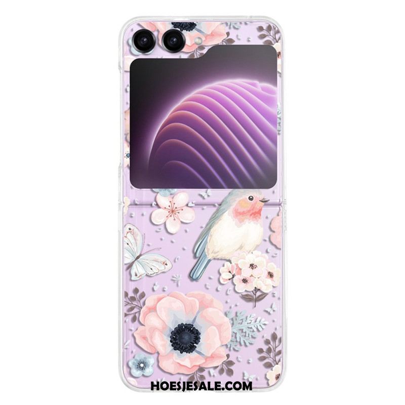 Hoesje Samsung Galaxy Z Flip 5 Transparante Bloemen