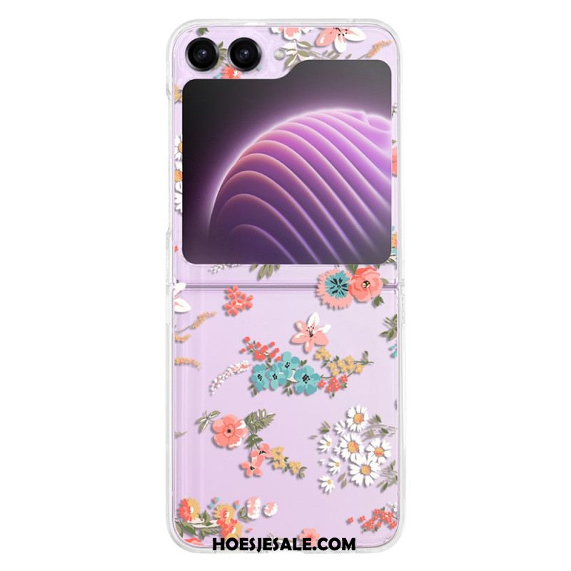 Hoesje Samsung Galaxy Z Flip 5 Transparante Fleurettes