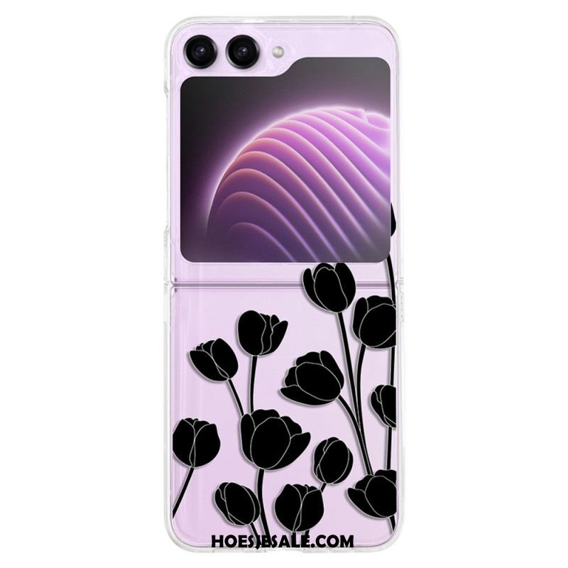 Hoesje Samsung Galaxy Z Flip 5 Transparante Tulpen Bescherming Hoesje