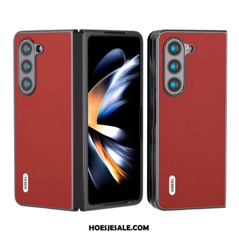 Hoesje Samsung Galaxy Z Fold 5 Echt Abeel-leer Bescherming Hoesje