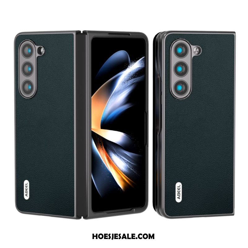 Hoesje Samsung Galaxy Z Fold 5 Echt Abeel-leer Bescherming Hoesje