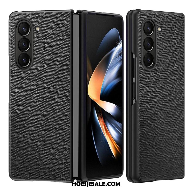 Hoesje Samsung Galaxy Z Fold 5 Leren Stijl Met Geweven Effect Bescherming Hoesje