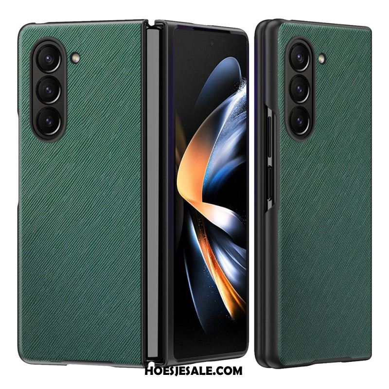 Hoesje Samsung Galaxy Z Fold 5 Leren Stijl Met Geweven Effect Bescherming Hoesje