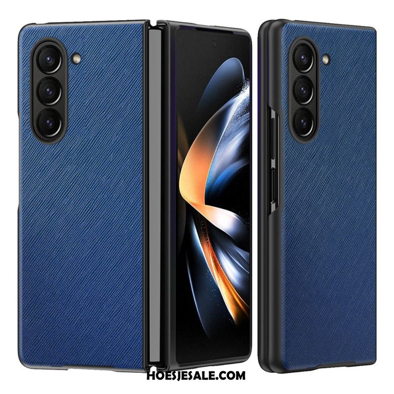 Hoesje Samsung Galaxy Z Fold 5 Leren Stijl Met Geweven Effect Bescherming Hoesje