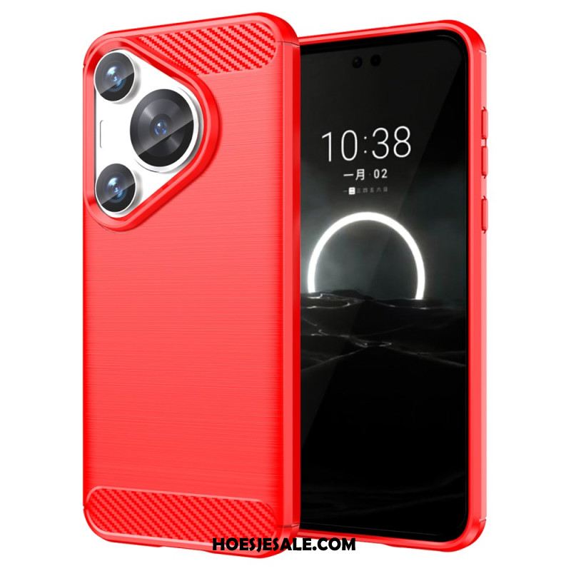 Hoesje Voor Huawei Pura 70 Pro Geborstelde Koolstofvezel