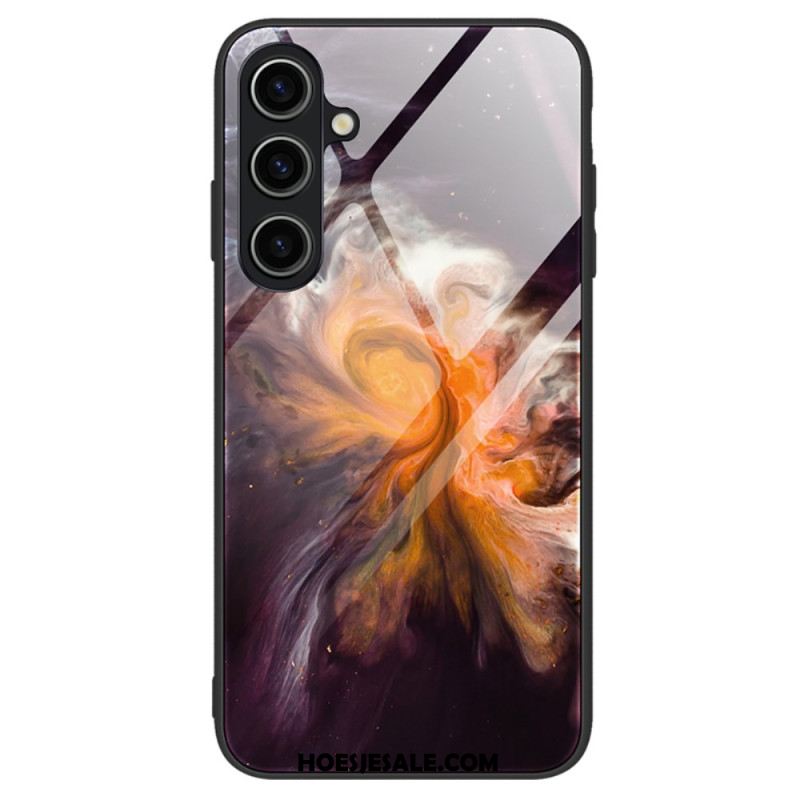 Hoesje Voor Samsung Galaxy A15 Gehard Glas In Marmerstijl