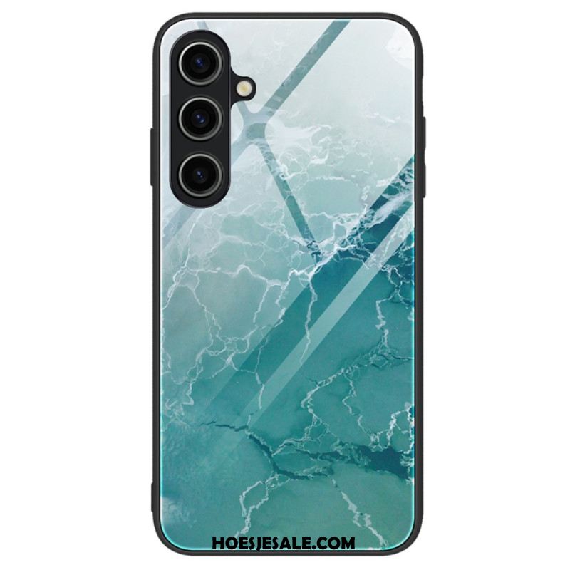 Hoesje Voor Samsung Galaxy A15 Gehard Glas In Marmerstijl