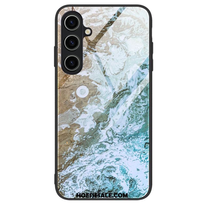 Hoesje Voor Samsung Galaxy A15 Gehard Glas In Marmerstijl