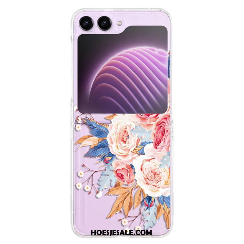 Hoesje Voor Samsung Galaxy Z Flip 5 Transparante Mooie Bloemen