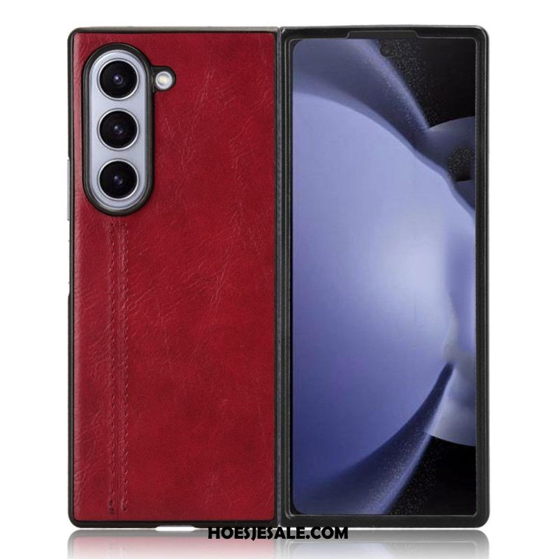 Hoesje Voor Samsung Galaxy Z Fold 6 Imitatieleren Stiksels