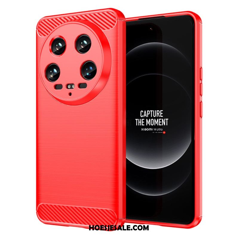 Hoesje Xiaomi 14 Ultra Geborstelde Koolstofvezel