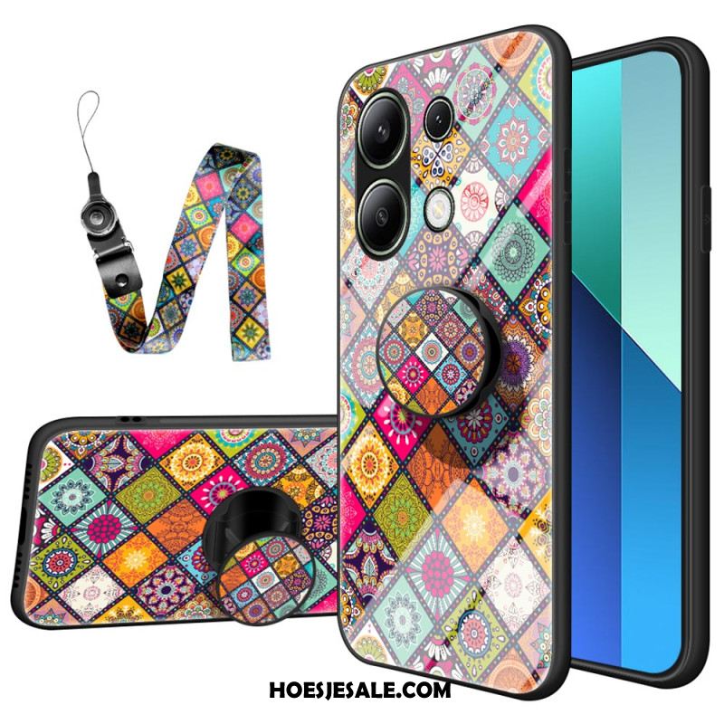 Hoesje Xiaomi Redmi Note 13 4g Patchwork-steunring En Riem