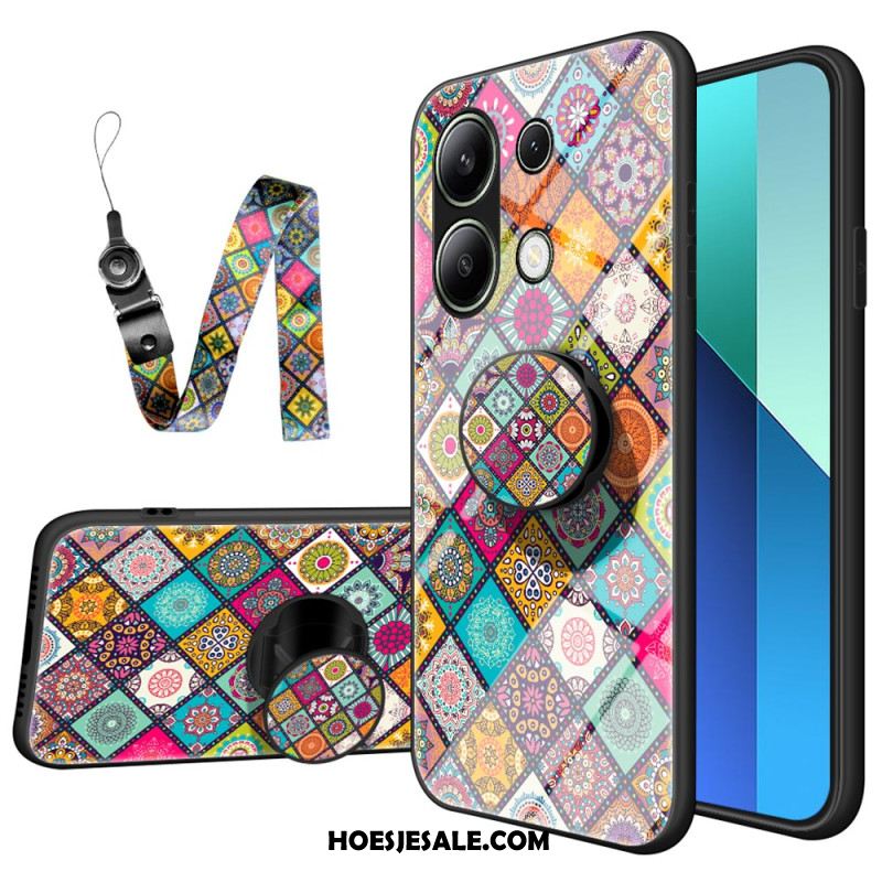 Hoesje Xiaomi Redmi Note 13 4g Patchwork-steunring En Riem