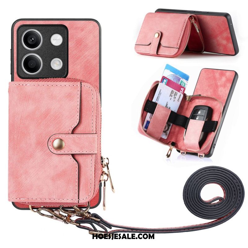 Hoesje Xiaomi Redmi Note 13 5g Retro Met Zak Met Ritssluiting En Riem Bescherming Hoesje