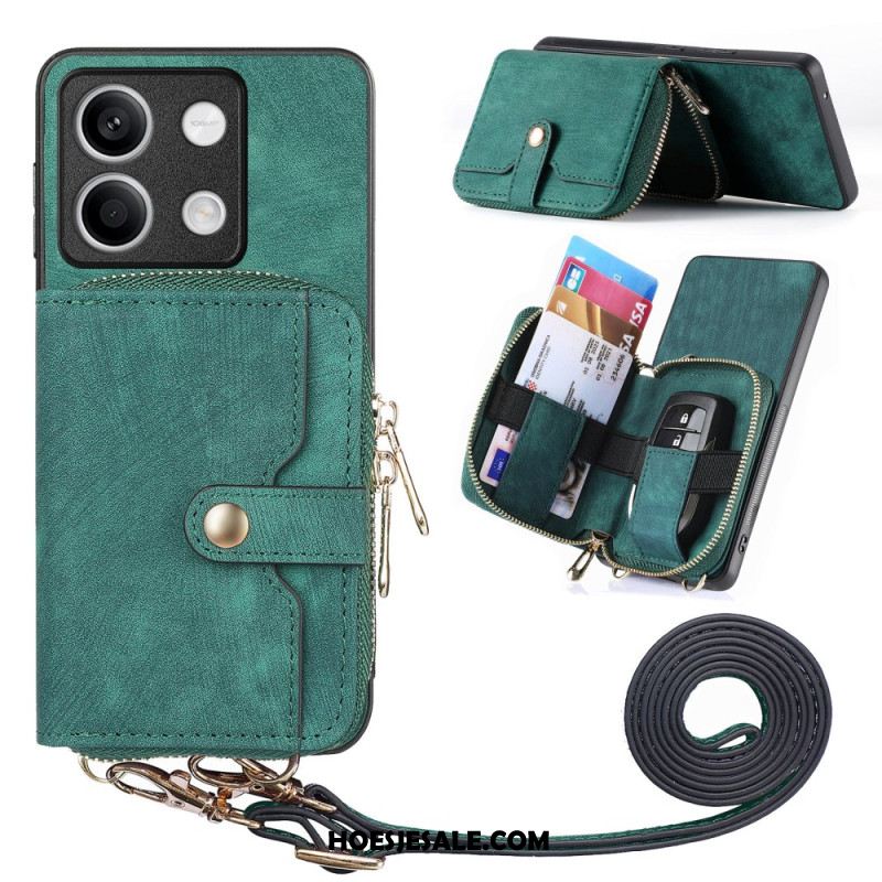 Hoesje Xiaomi Redmi Note 13 5g Retro Met Zak Met Ritssluiting En Riem Bescherming Hoesje