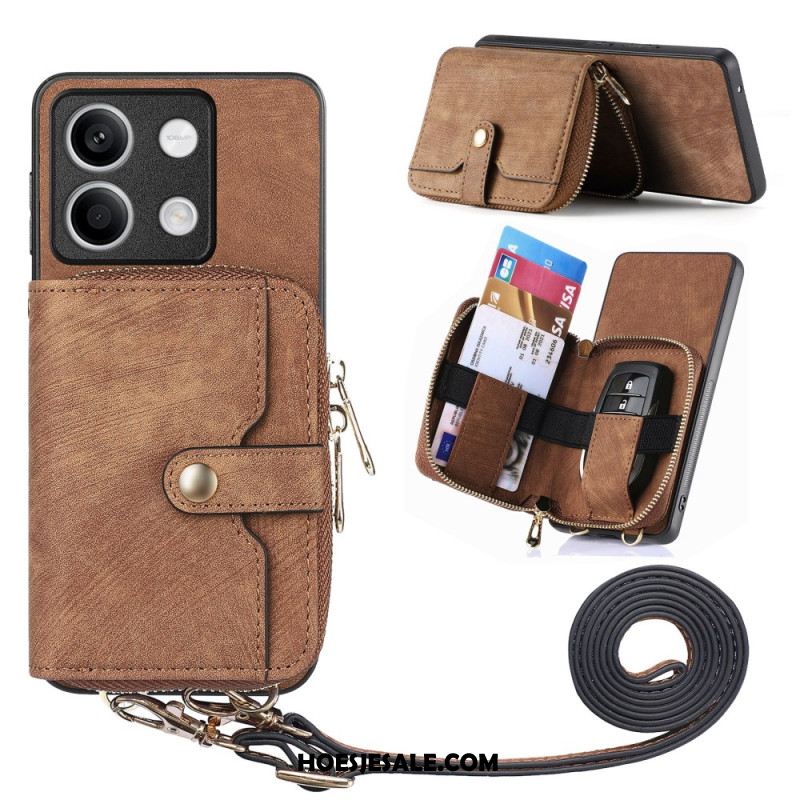 Hoesje Xiaomi Redmi Note 13 5g Retro Met Zak Met Ritssluiting En Riem Bescherming Hoesje