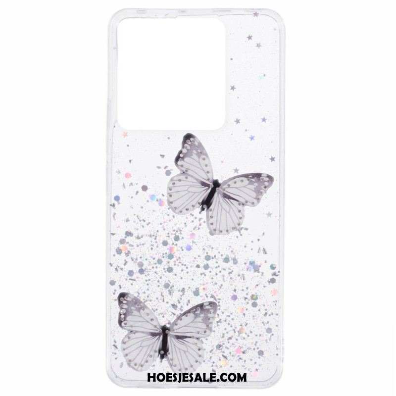 Hoesje Xiaomi Redmi Note 13 Pro 5g Vlinders Glitteren Bescherming Hoesje