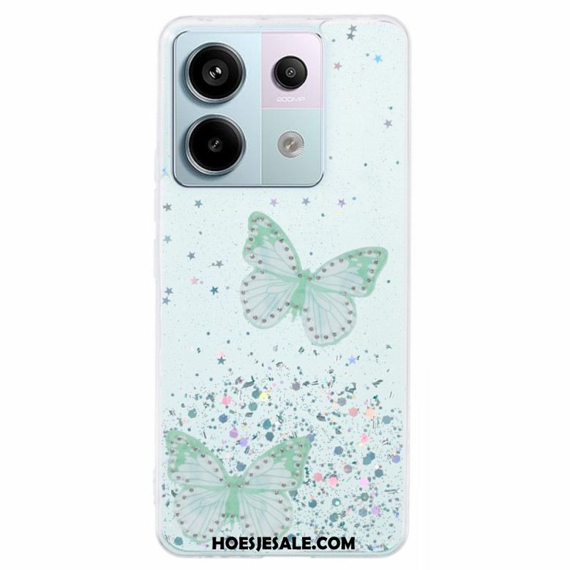 Hoesje Xiaomi Redmi Note 13 Pro 5g Vlinders Glitteren Bescherming Hoesje