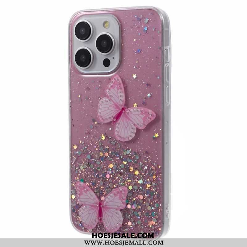 Hoesje iPhone 16 Pro Max Fonkelende Vlinders Bescherming Hoesje