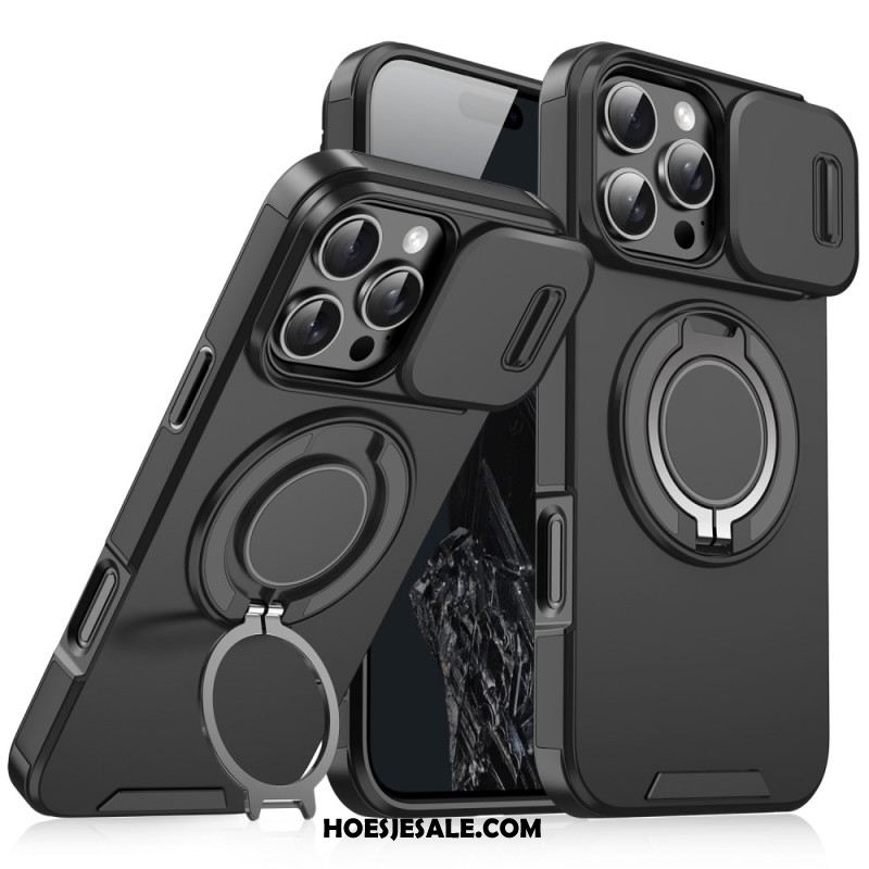 Hoesje iPhone 16 Pro Max Magnetisch Met Lensbescherming En Ringhouder Bescherming Hoesje