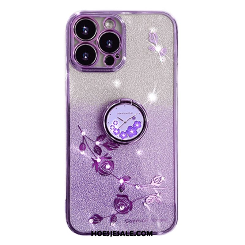 Hoesje iPhone 16 Pro Max Steunring Met Bloem En Strass Kadem