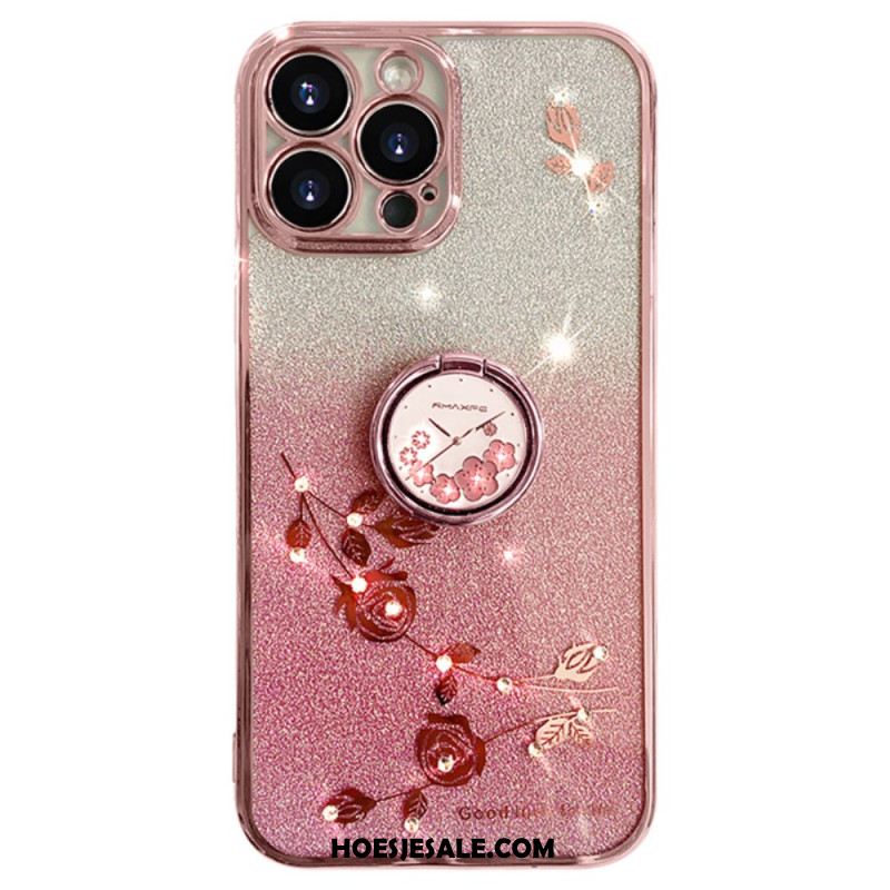 Hoesje iPhone 16 Pro Max Steunring Met Bloem En Strass Kadem