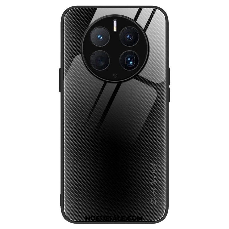 Hoesje voor Huawei Mate 50 Pro Koolstofvezel Gehard Glas