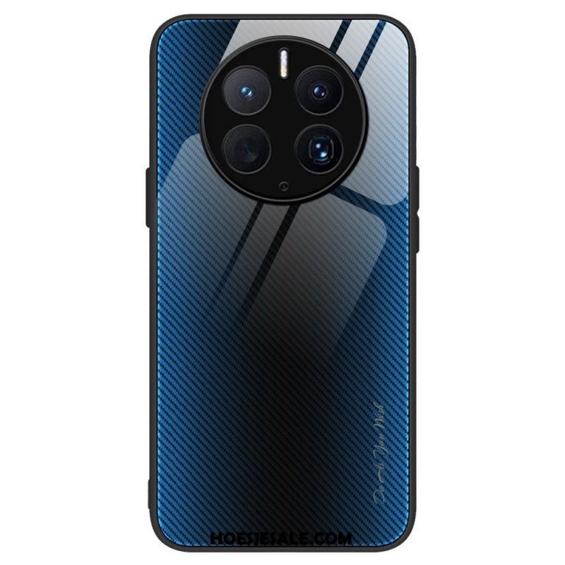 Hoesje voor Huawei Mate 50 Pro Koolstofvezel Gehard Glas