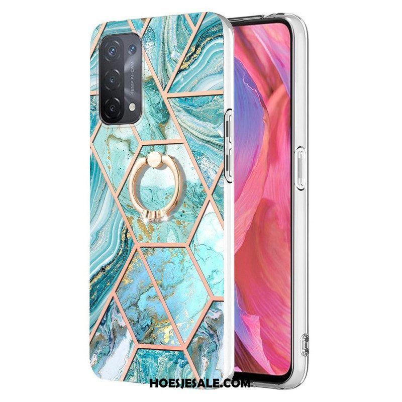 Hoesje voor Oppo A54 5G / A74 5G Marmer Met Ringsteun