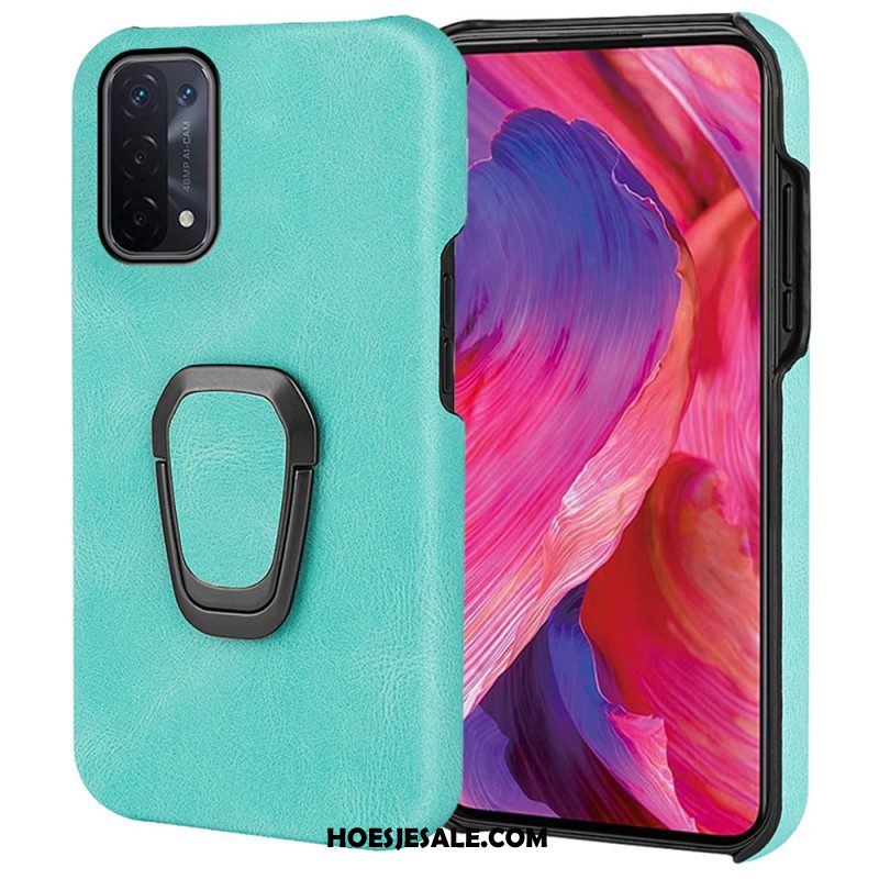 Hoesje voor Oppo A54 5G / A74 5G Ringhouder Met Leereffect