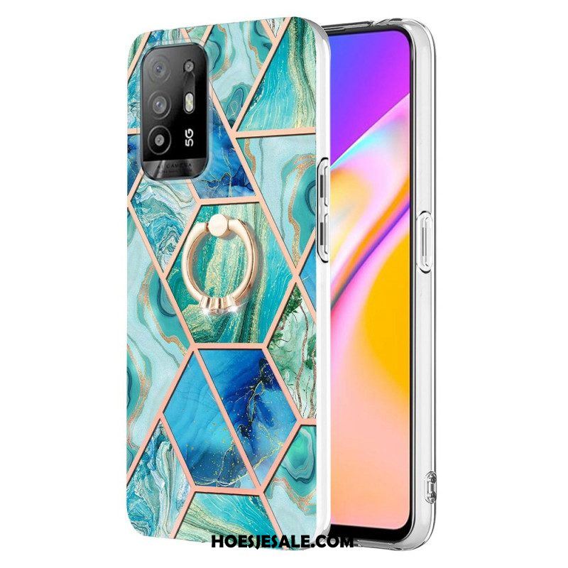 Hoesje voor Oppo A94 5G Geometrisch Marmer Met Ring