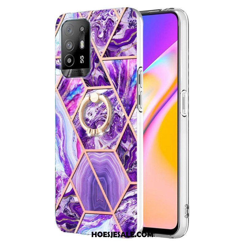 Hoesje voor Oppo A94 5G Geometrisch Marmer Met Ring