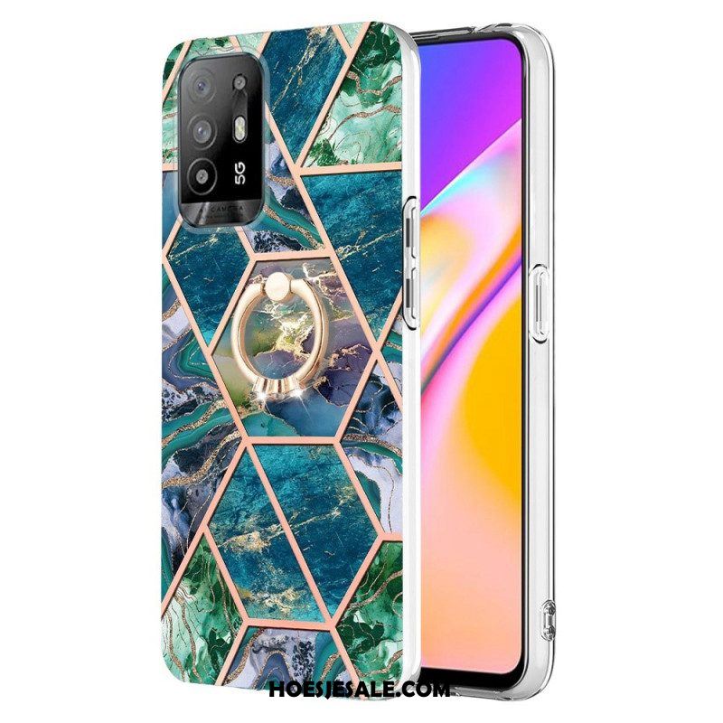 Hoesje voor Oppo A94 5G Geometrisch Marmer Met Ring