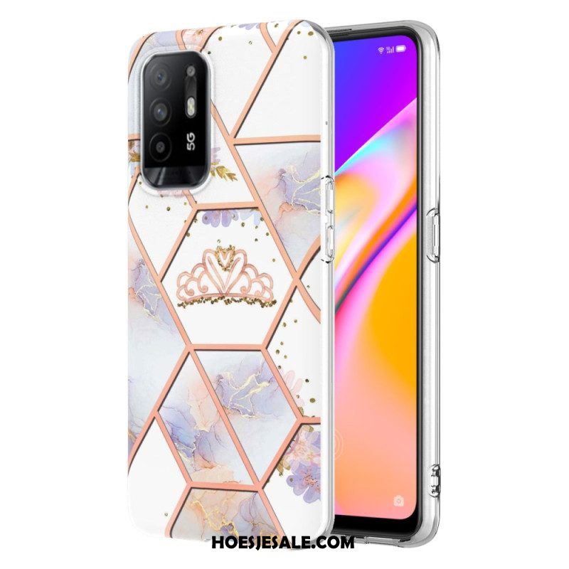 Hoesje voor Oppo A94 5G Kleurrijk Geometrisch Marmer