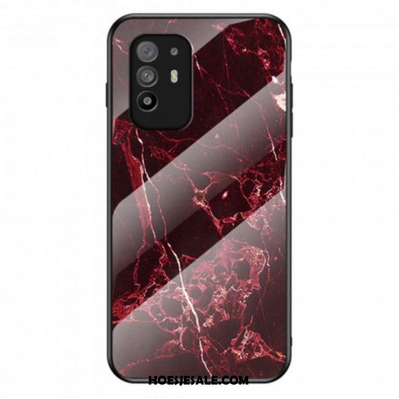 Hoesje voor Oppo A94 5G Marmeren Kleuren Gehard Glas