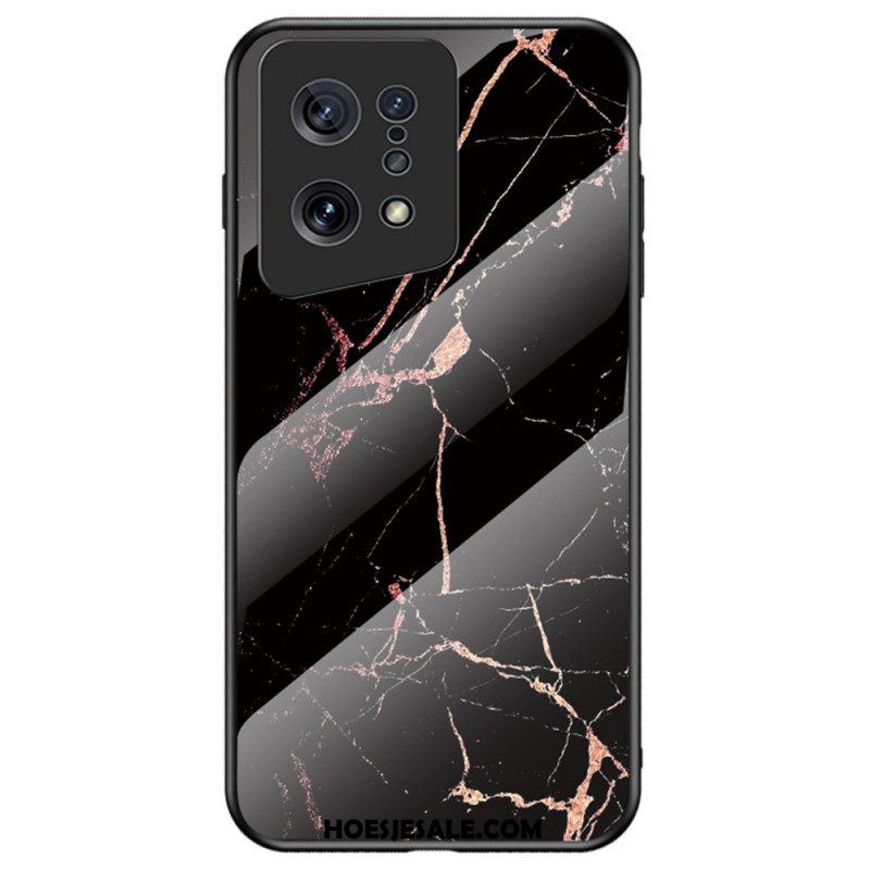 Hoesje voor Oppo Find X5 Gekleurd Marmer Gehard Glas